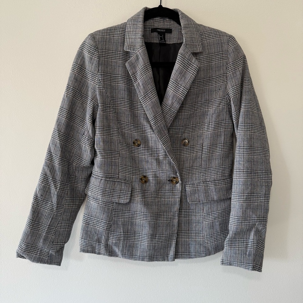 Forever 21 Black and White Checkered Blazer